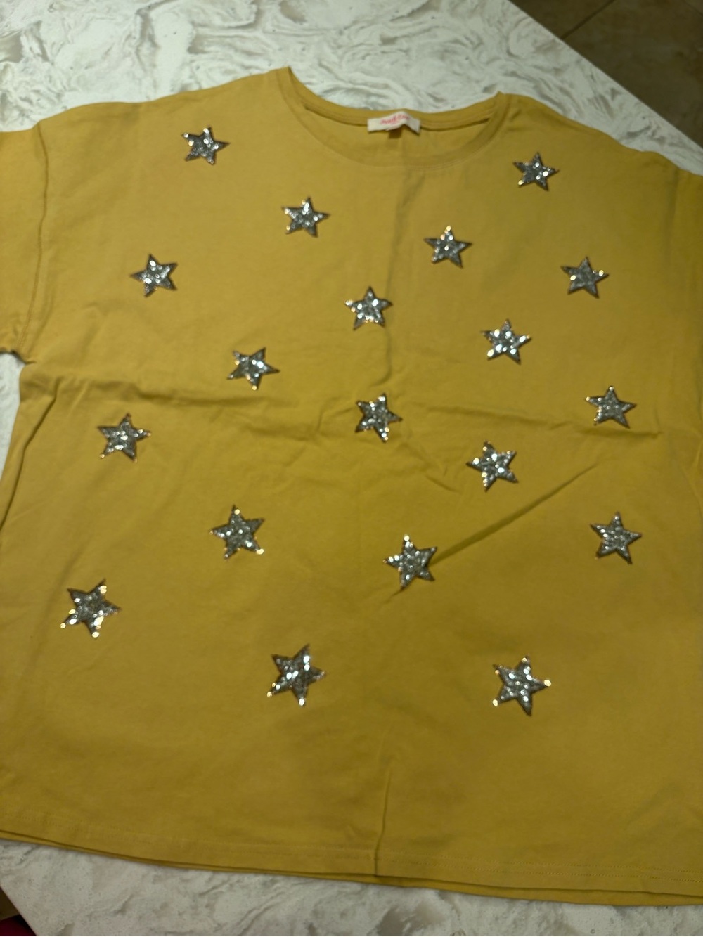 Kids Sequin Star Tee - Mustard Yellow